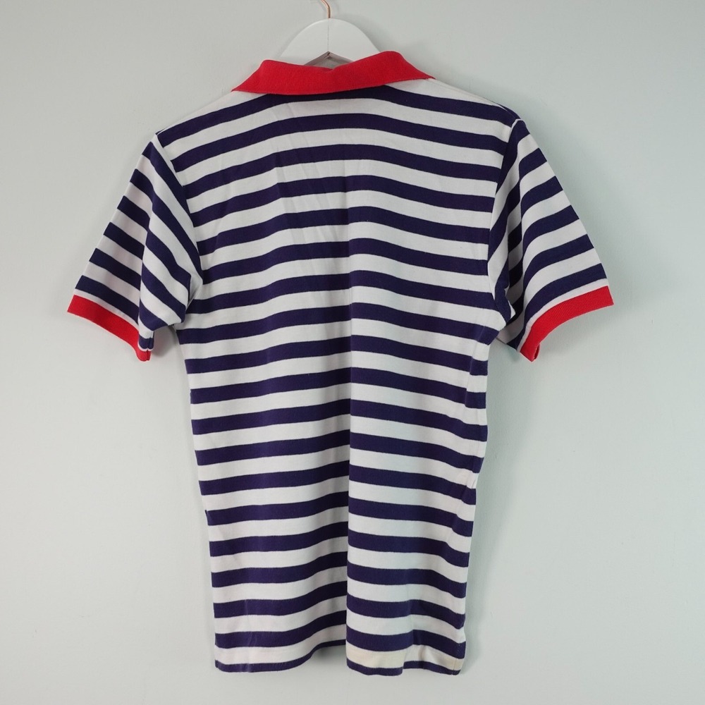 VINTAGE Striped Polo Shirt Mens Medium Blue Cotton CHARTER CLUB Short Sleeve Y2K - Picture 8 of 9